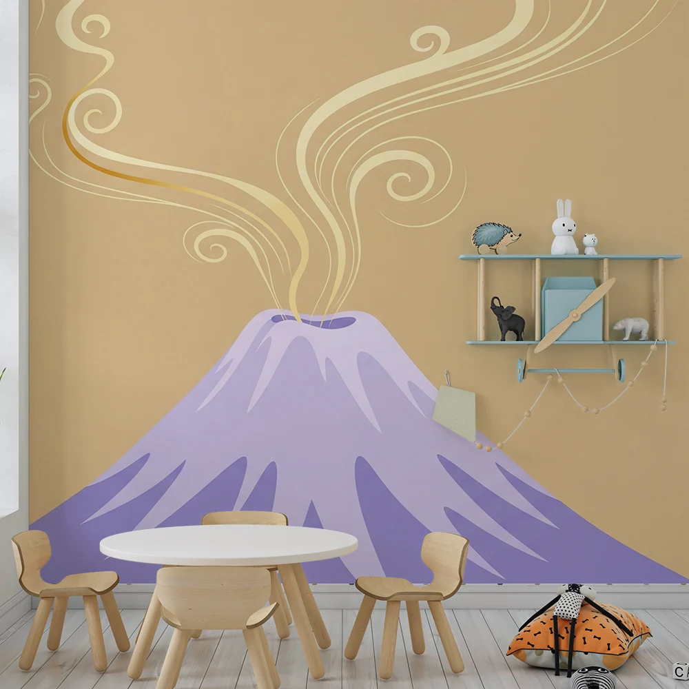 Papel de parede crianç | Estilizado vulcão com emissões coloridas