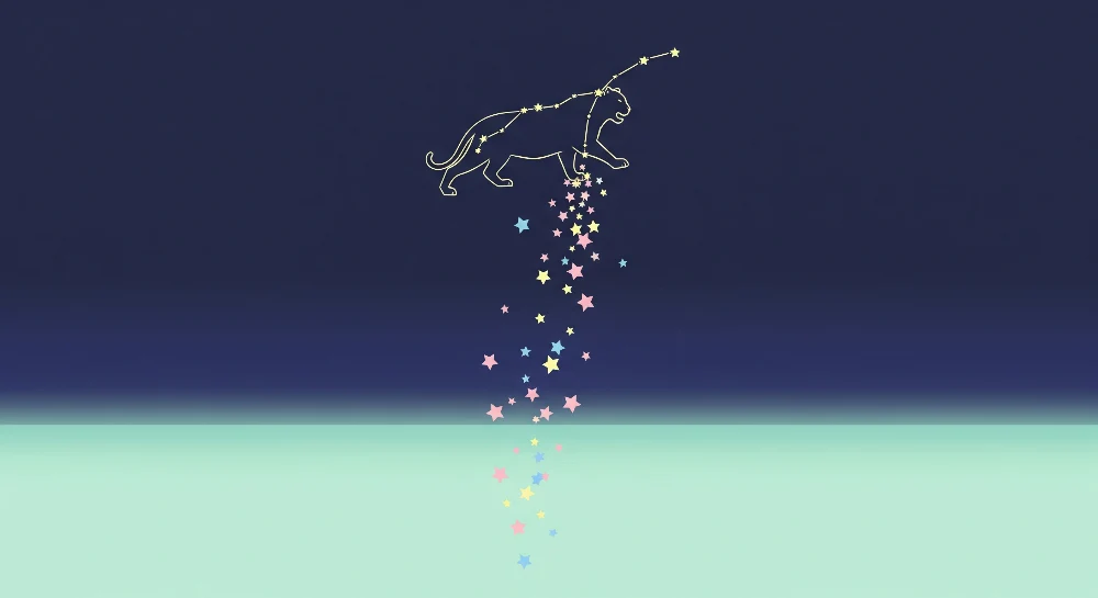 Papel de parede crianç | Estrela de pantera e chuva de cores pastel