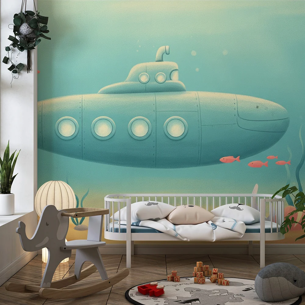 Papel de parede crianç | Explorador submarino no fundo do oceano