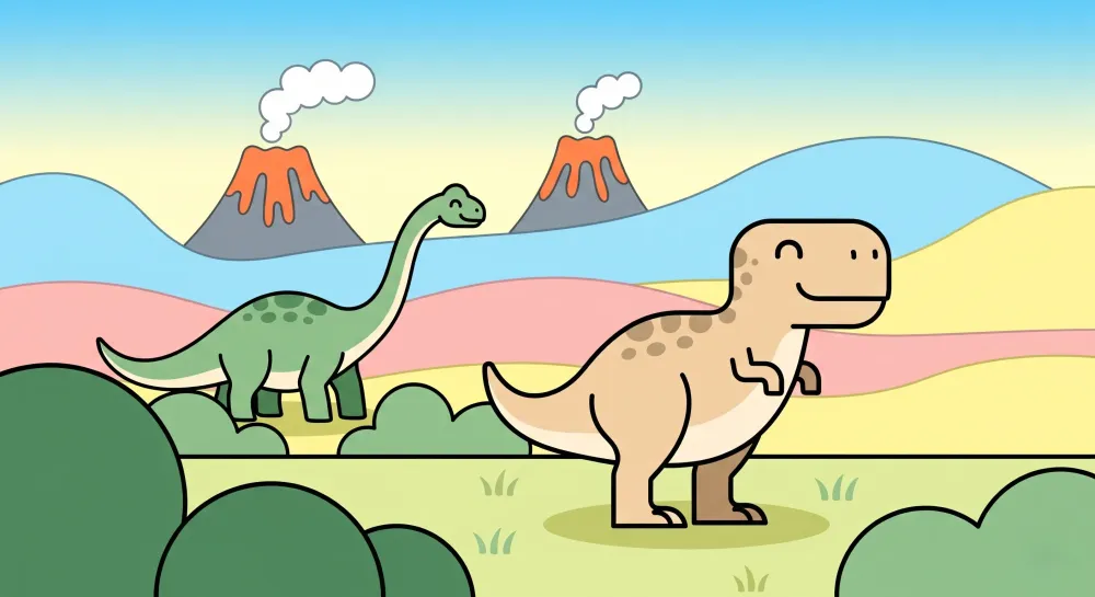 Papel de parede crianç | Felizes dinossauros na natureza