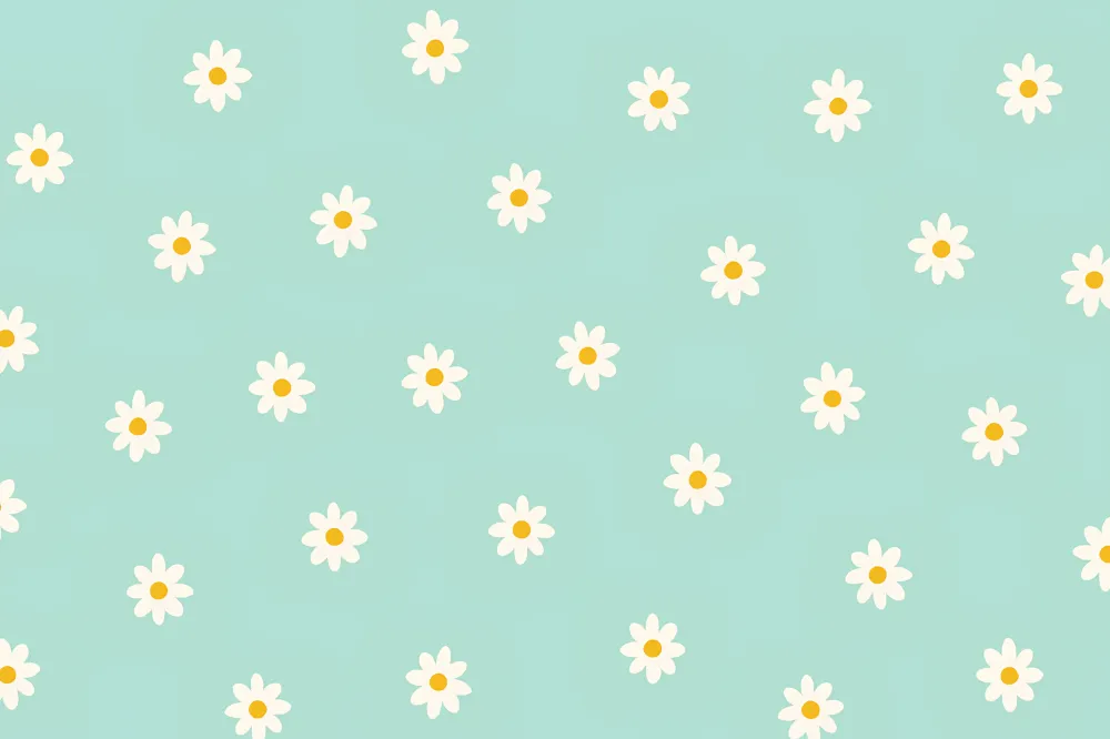 Papel de parede crianç | Flores brancas em fundo azul claro