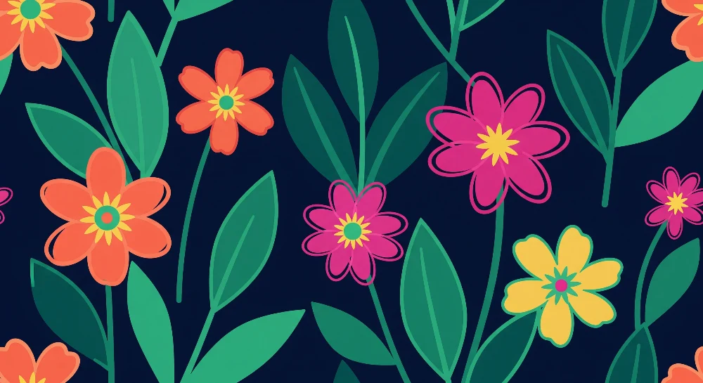 Papel de parede crianç | Flores coloridas em contraste