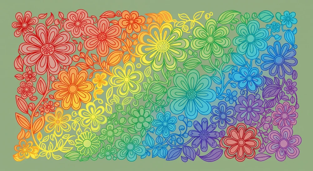 Papel de parede crianç | Flores coloridas em degradê arco-íris