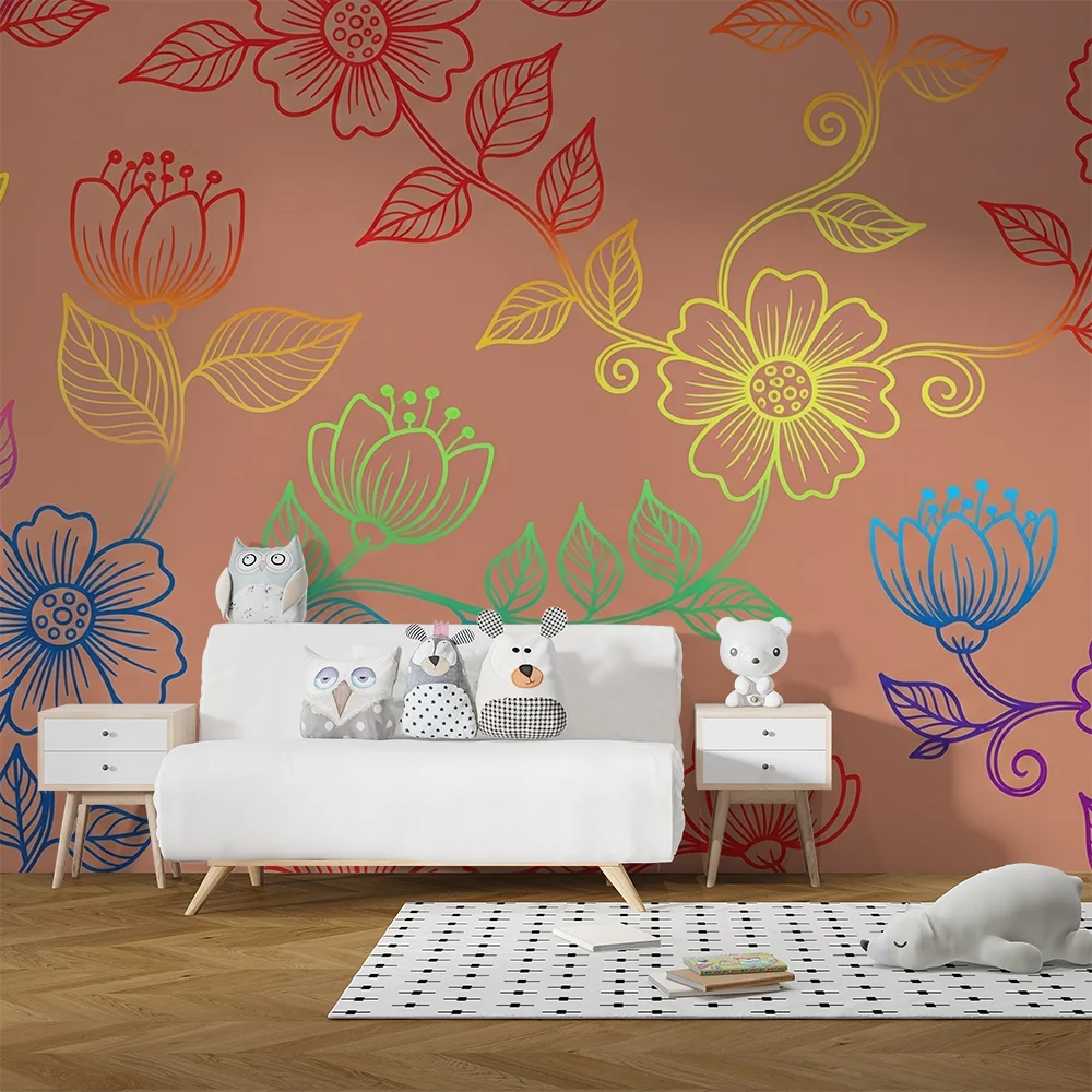 Papel de parede crianç | Flores coloridas e padrões delicados