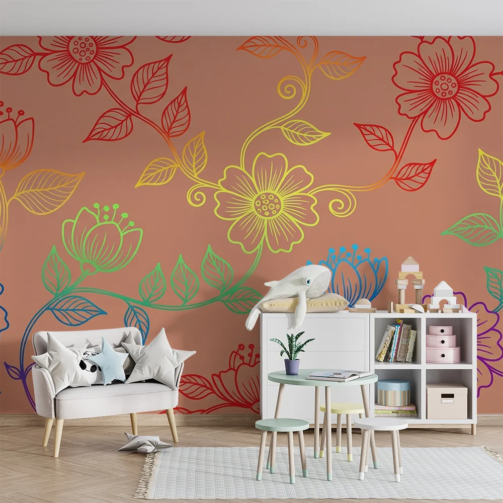 Papel de parede crianç | Flores coloridas e padrões delicados