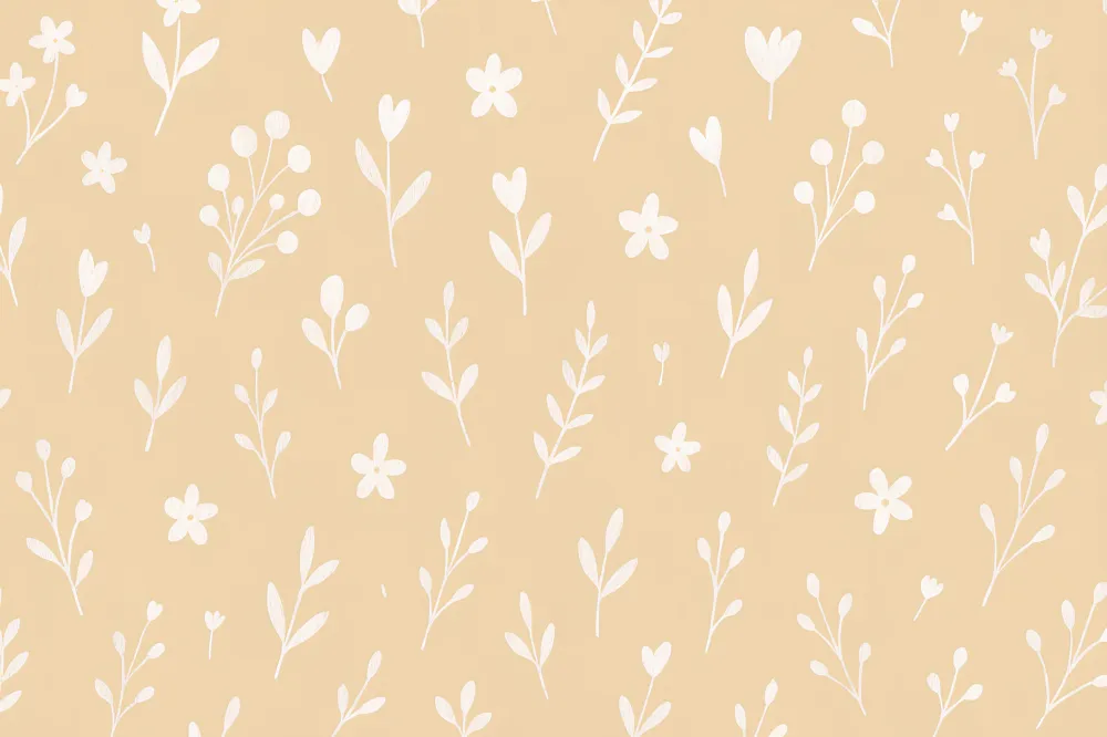 Papel de parede crianç | Flores delicadas em fundo bege