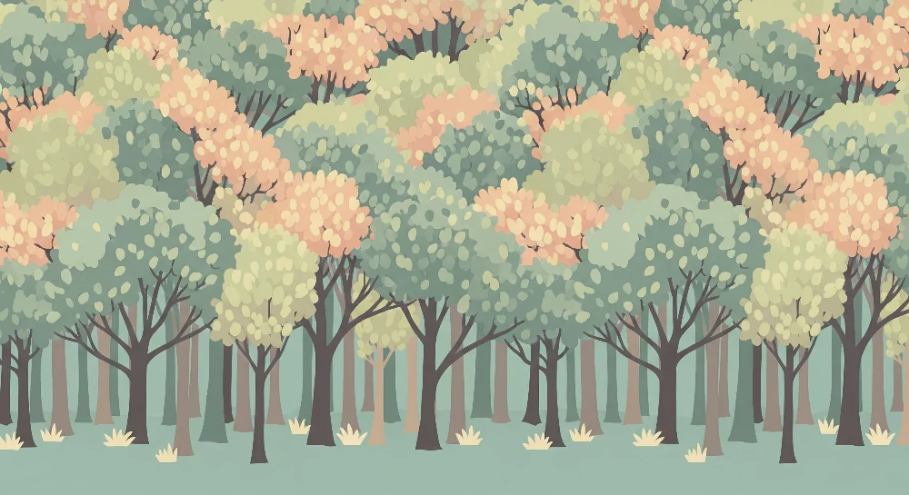 Papel de parede crianç | Floresta encantada em tons pastel