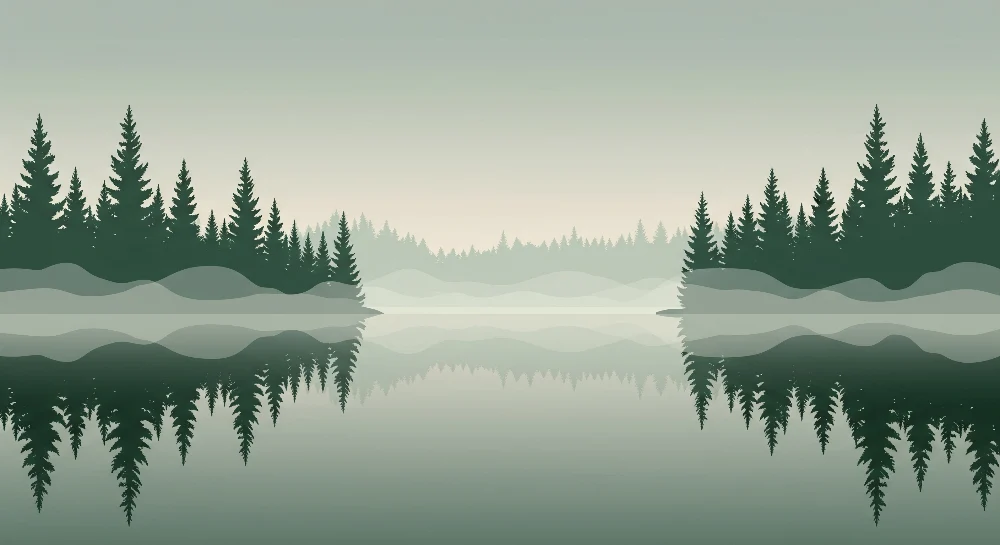 Papel de parede crianç | Floresta tranquila e lago reflexivo