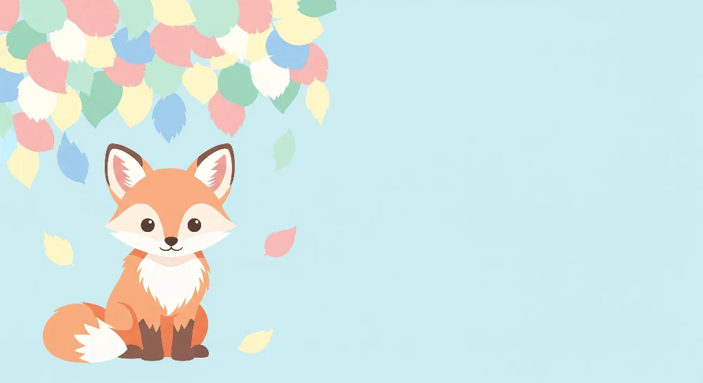 Papel de parede crianç | Fofo raposa sob folhas coloridas