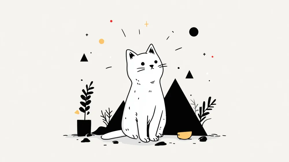Papel de parede crianç | Gatinho fofo e elementos geométricos