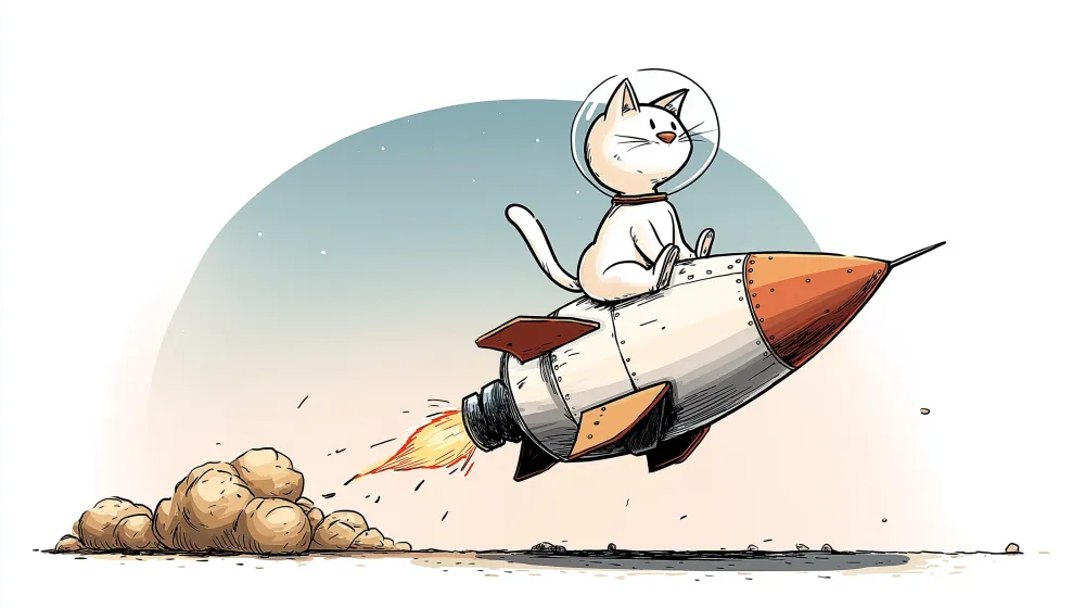 Papel de parede crianç | Gato astronauta em foguete no espaço