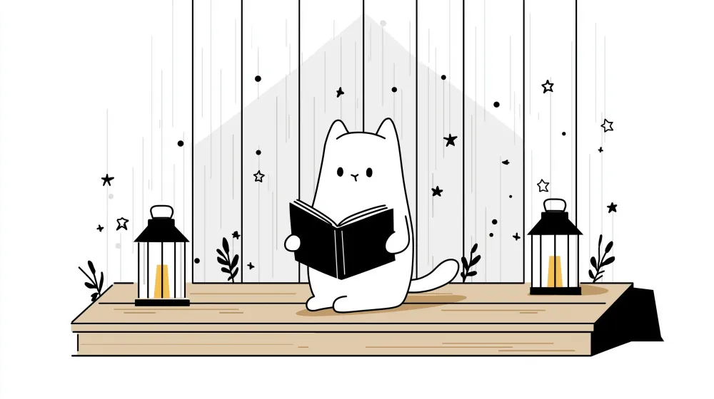 Papel de parede crianç | Gato leitor sob as estrelas