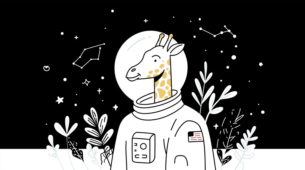 Papel de parede crianç | Girafa astronauta em um universo estrelado