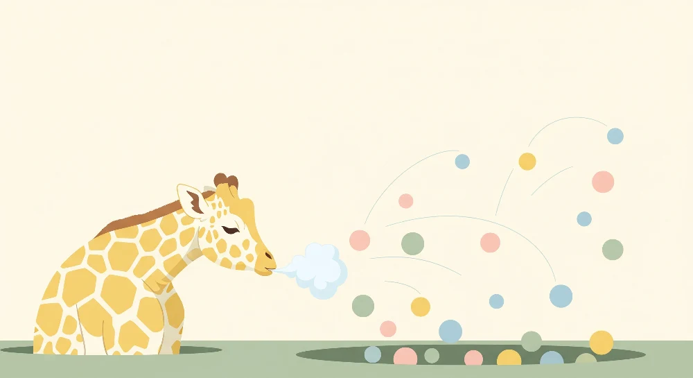 Papel de parede crianç | Girafa divertida com bolhas coloridas
