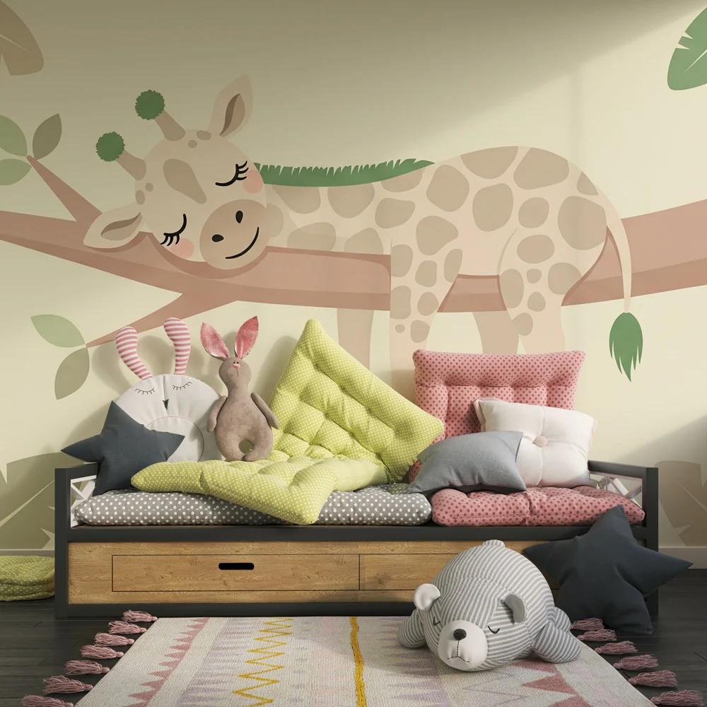 Papel de parede crianç | Girafa pacífica em um galho