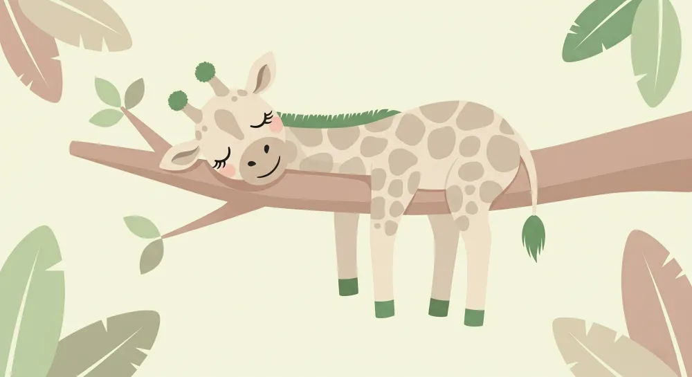 Papel de parede crianç | Girafa pacífica em um galho