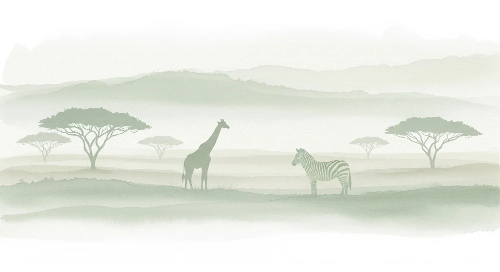 Papel de parede crianç | Girafa e zebra na savana