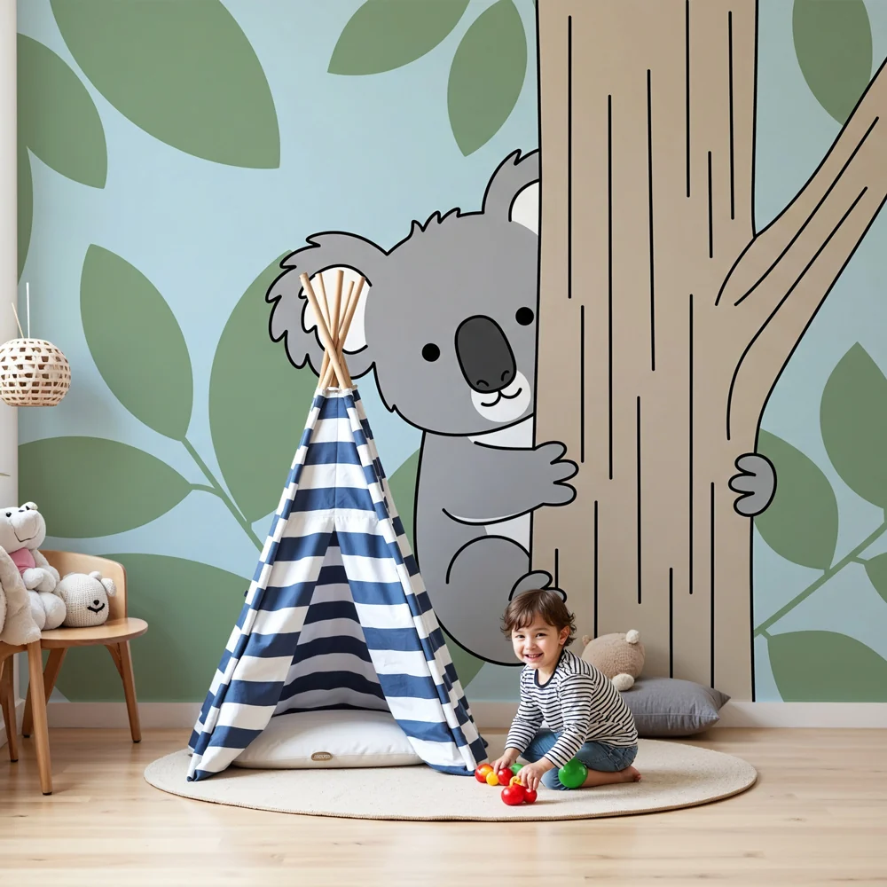Papel de parede crianç | Koala jogar na natureza