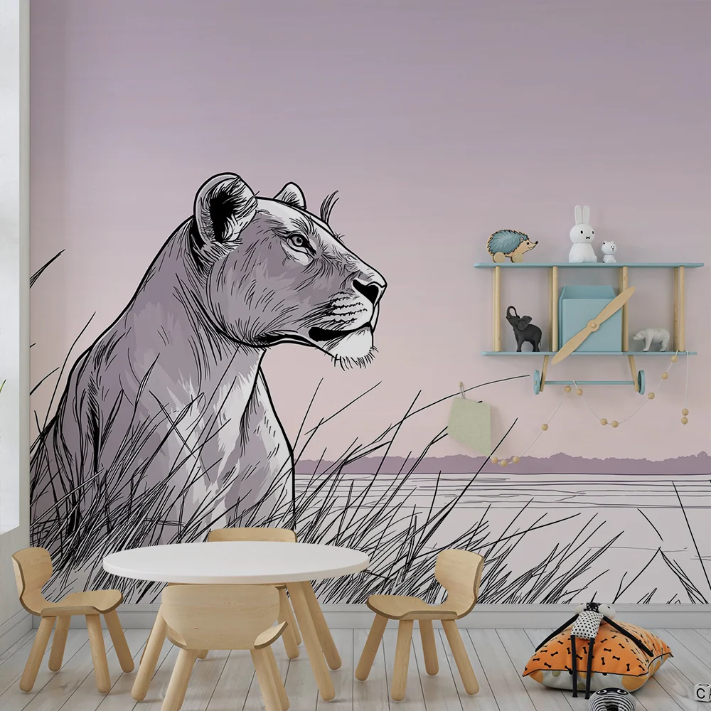 Papel de parede crianç | Leoa majestosa na savana