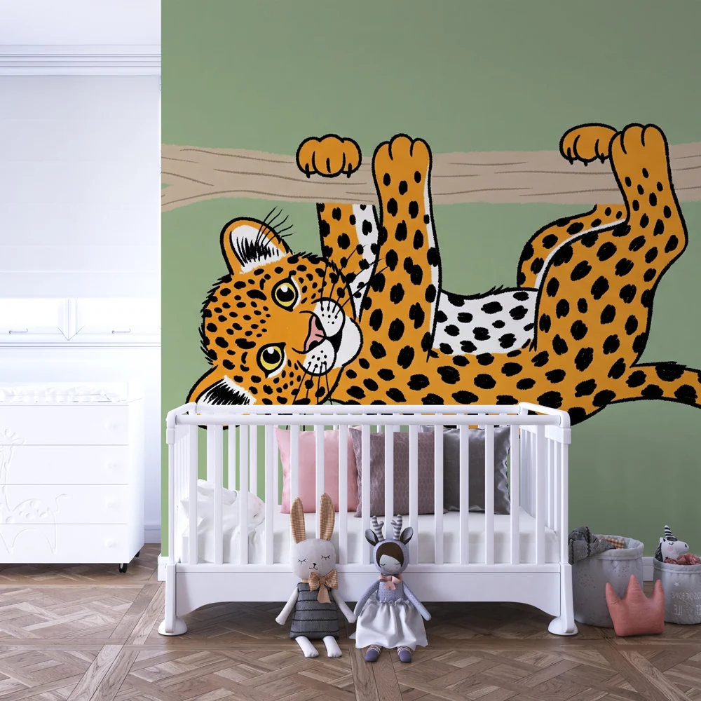 Papel de parede crianç | Leopardo jogar na selva