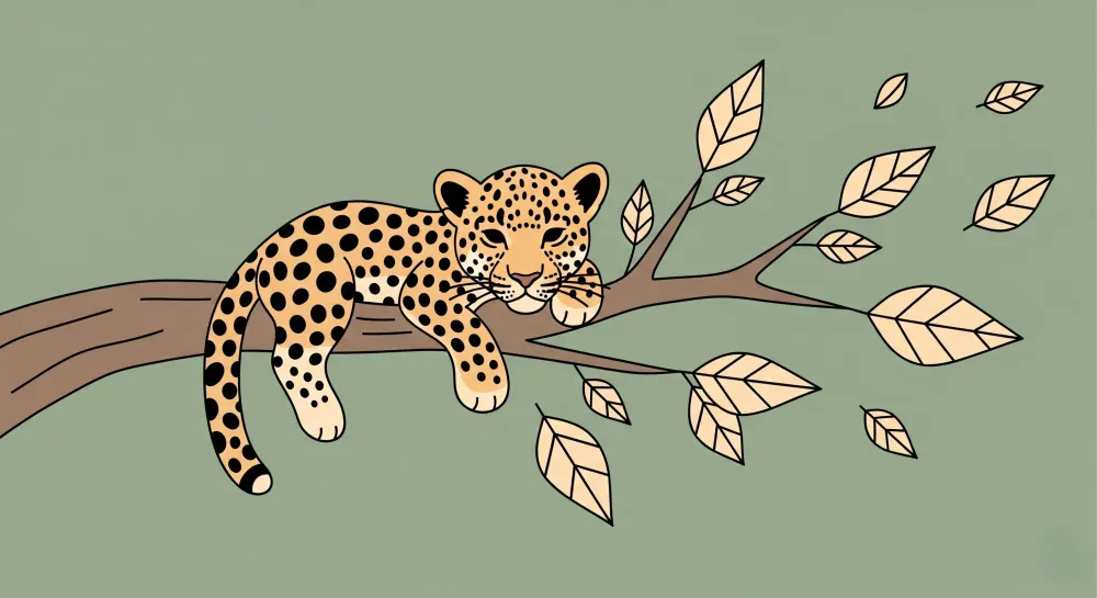 Papel de parede crianç | Leopardo tranquilo em um galho