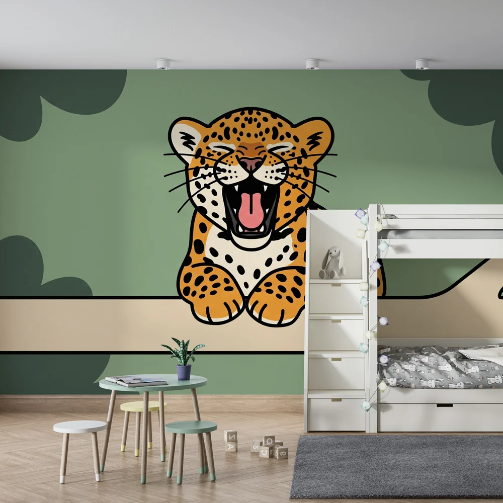 Papel de parede crianç | Leopardo travesso em seu galho