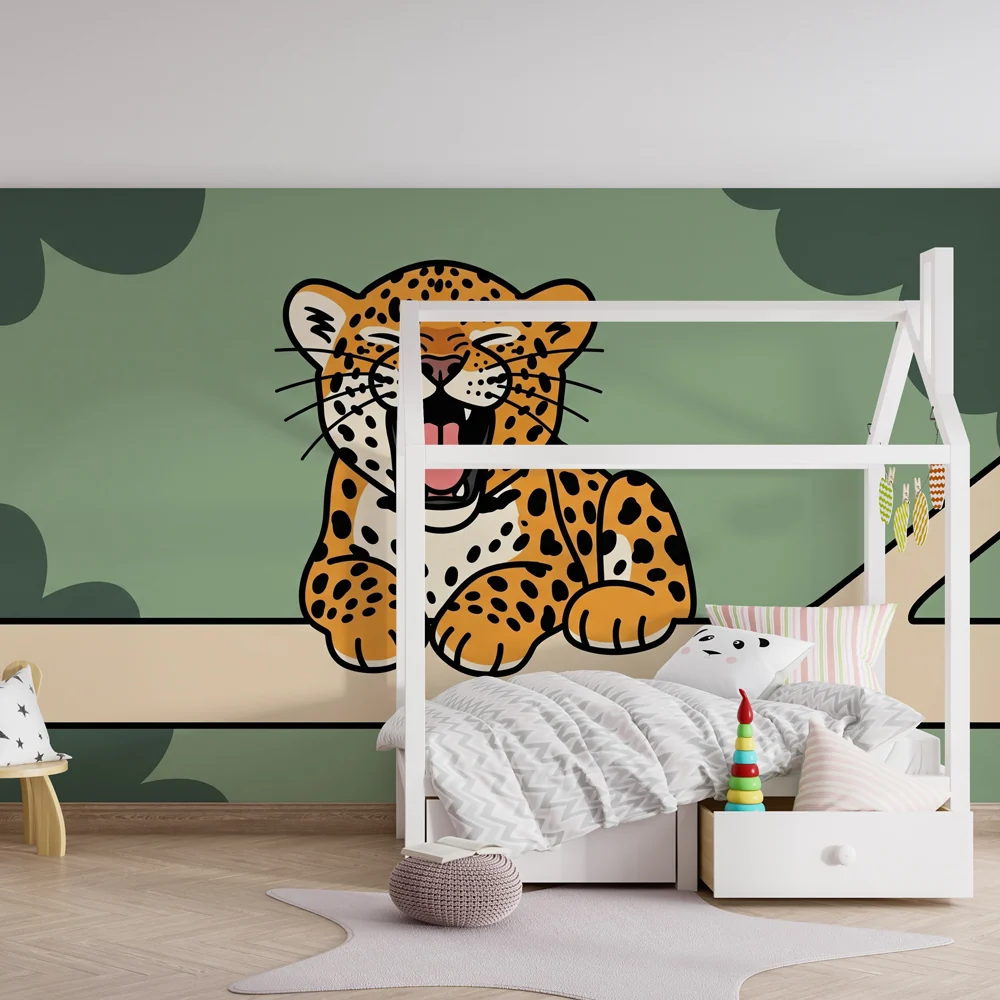Papel de parede crianç | Leopardo travesso em seu galho