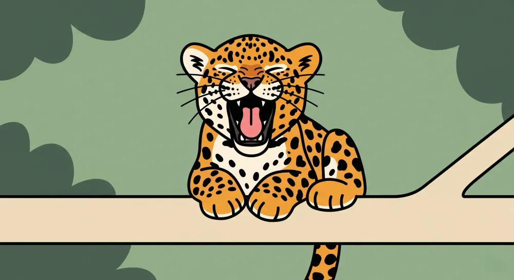Papel de parede crianç | Leopardo travesso em seu galho