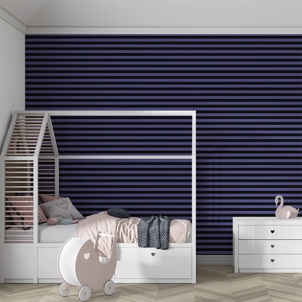 Papel de parede crianç | Listras modernas em roxo e preto