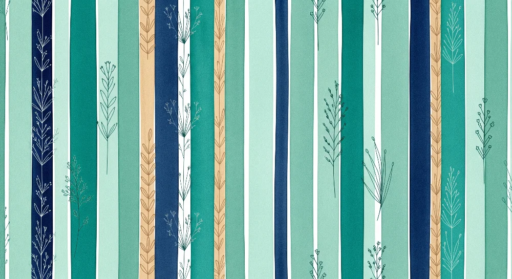 Papel de parede crianç | Listras verdes e azuis com delicados padrões florais