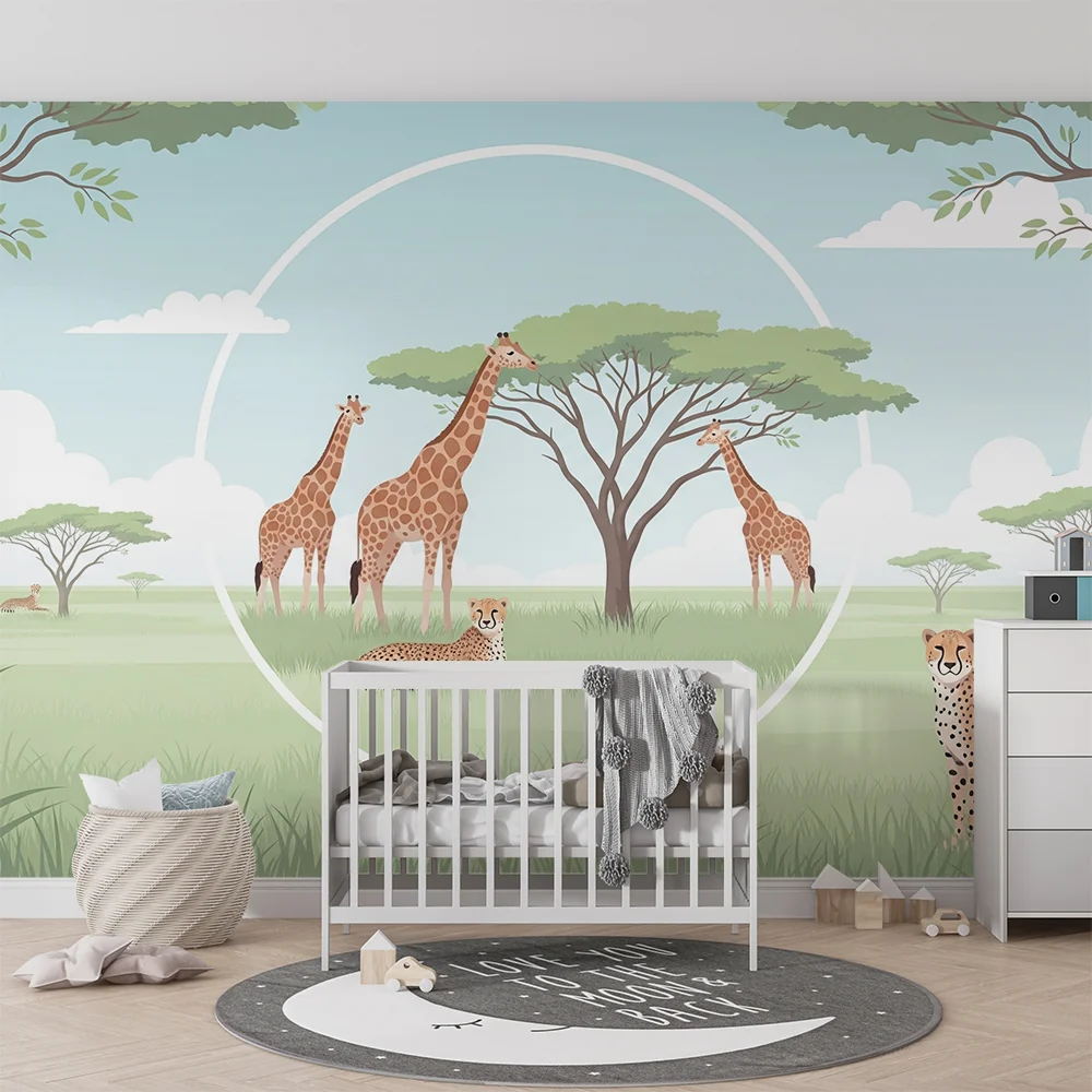 Papel de parede crianç | Majestosas girafas e chitas na savana