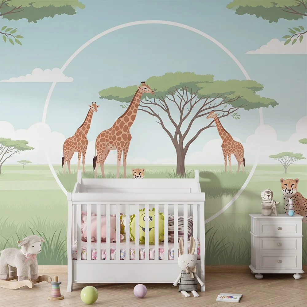 Papel de parede crianç | Majestosas girafas e chitas na savana