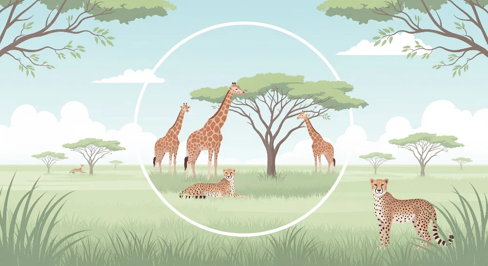 Papel de parede crianç | Majestosas girafas e chitas na savana