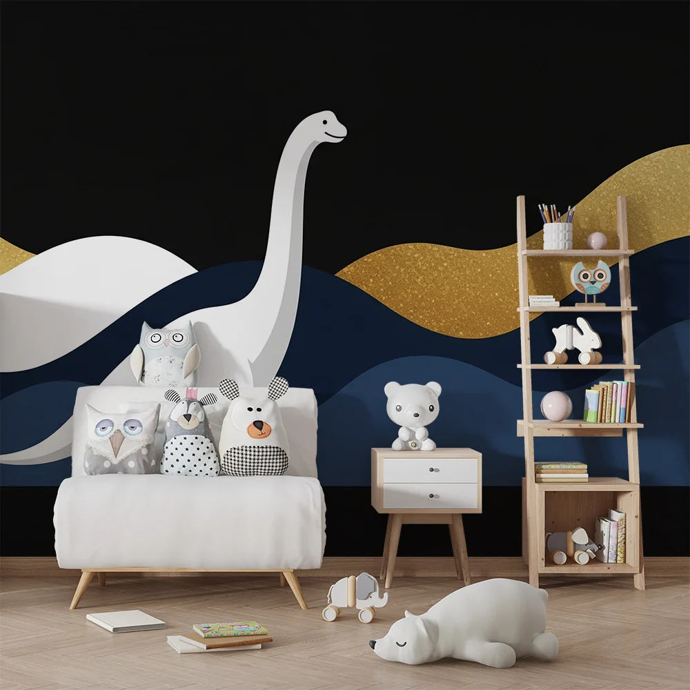 Papel de parede crianç | Majestoso dinossauro em fundo abstrato