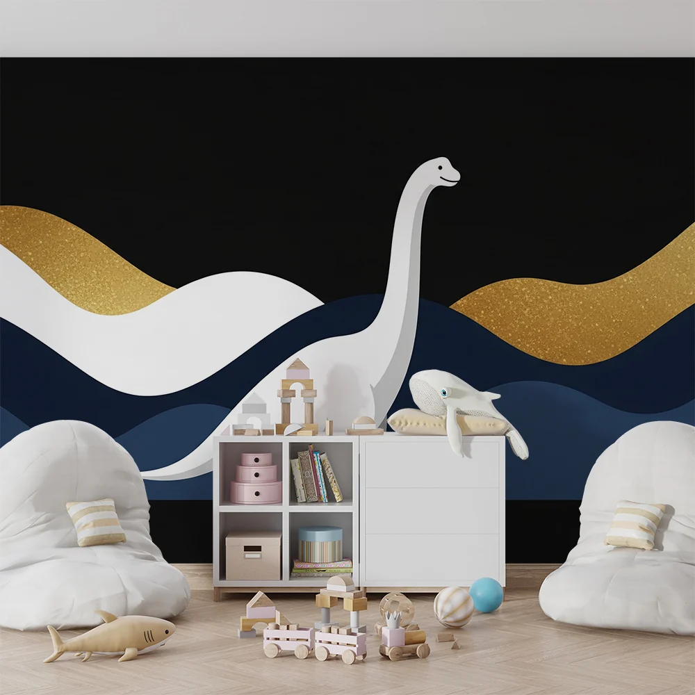 Papel de parede crianç | Majestoso dinossauro em fundo abstrato