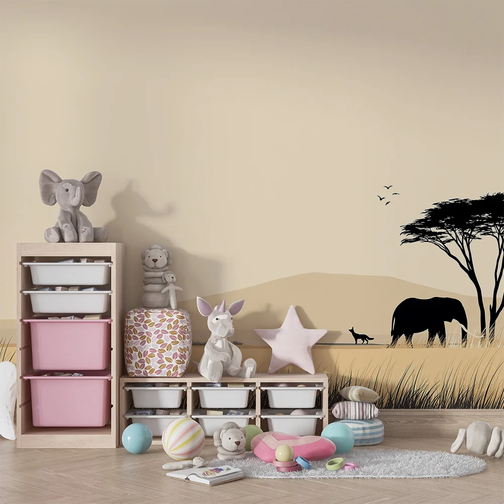 Papel de parede crianç | Majestoso elefante e paisagem africana tranquila