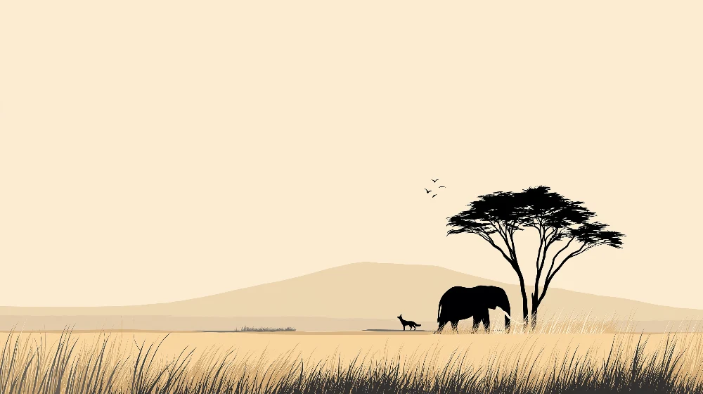 Papel de parede crianç | Majestoso elefante e paisagem africana tranquila