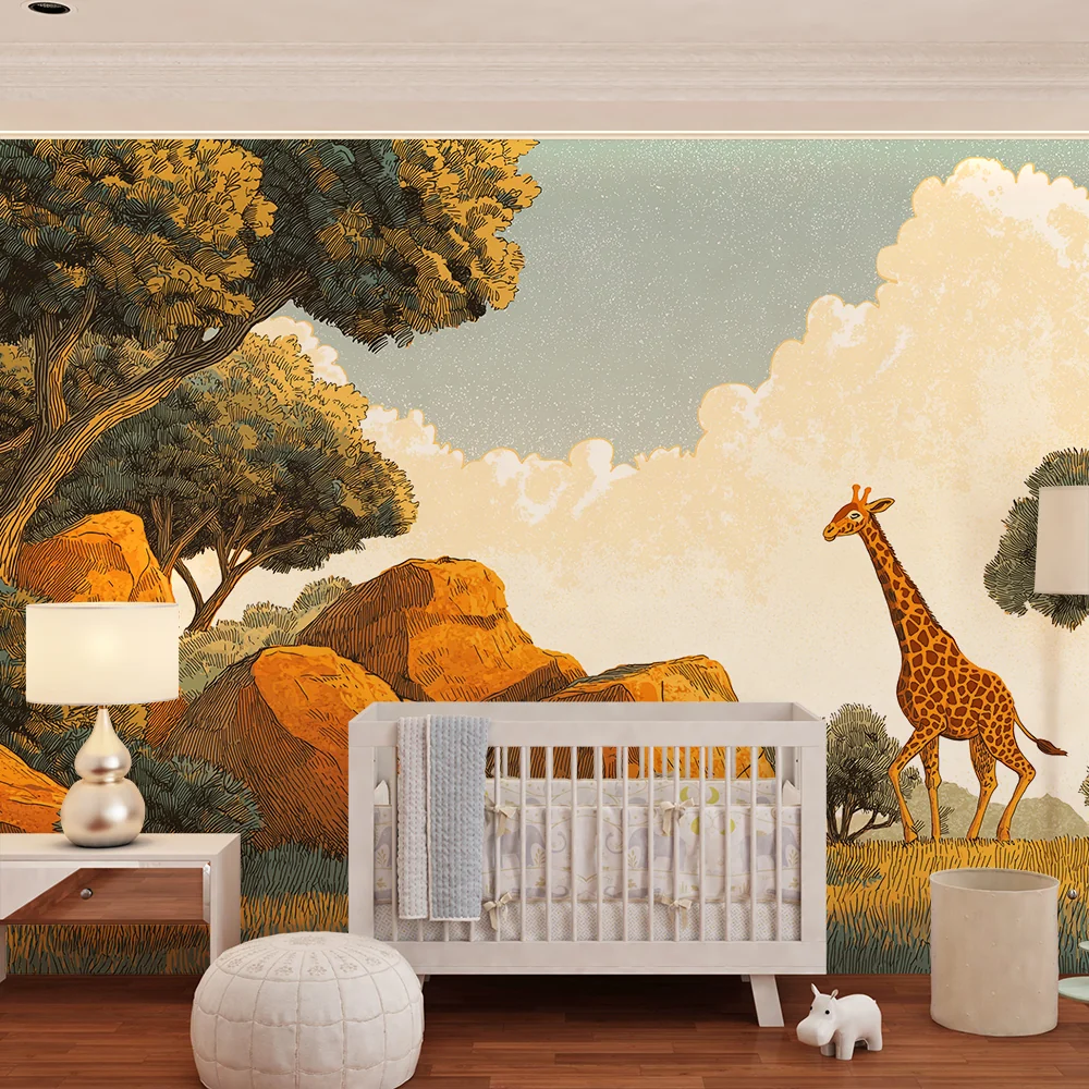 Papel de parede crianç | Majestoso girafa em uma paisagem selvagem
