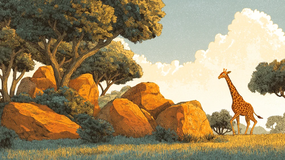Papel de parede crianç | Majestoso girafa em uma paisagem selvagem