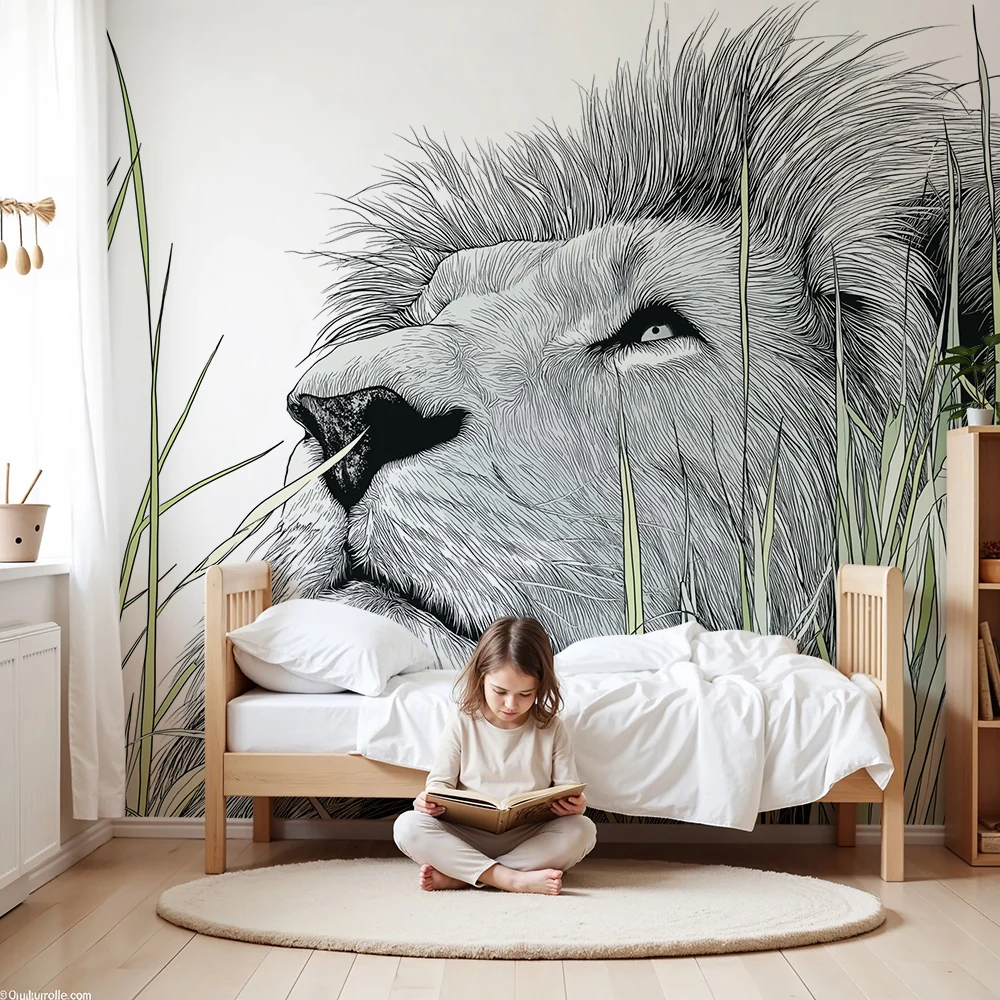 Papel de parede crianç | Majestoso leão na savana