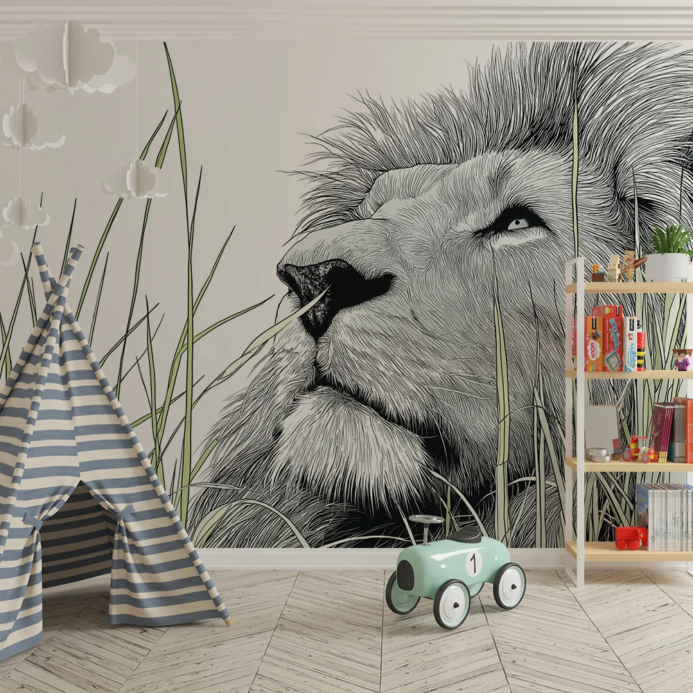 Papel de parede crianç | Majestoso leão na savana