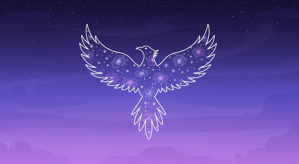 Papel de parede crianç | Majestoso pássaro em um céu estrelado roxo