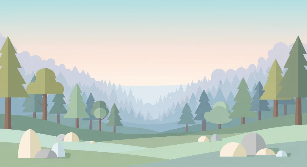 Papel de parede crianç | Minimalist forest landscape stylized trees