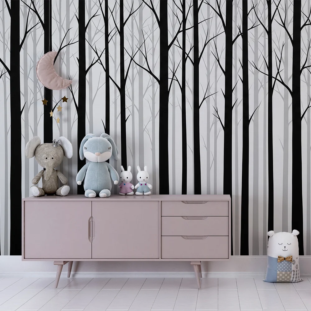 Papel de parede crianç | Minimalistichna gora v cherno i bialo
