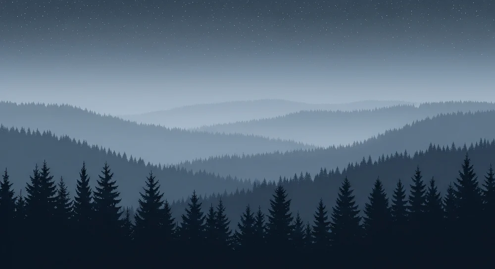 Papel de parede crianç | Misteriosa floresta sob as estrelas em monocromático