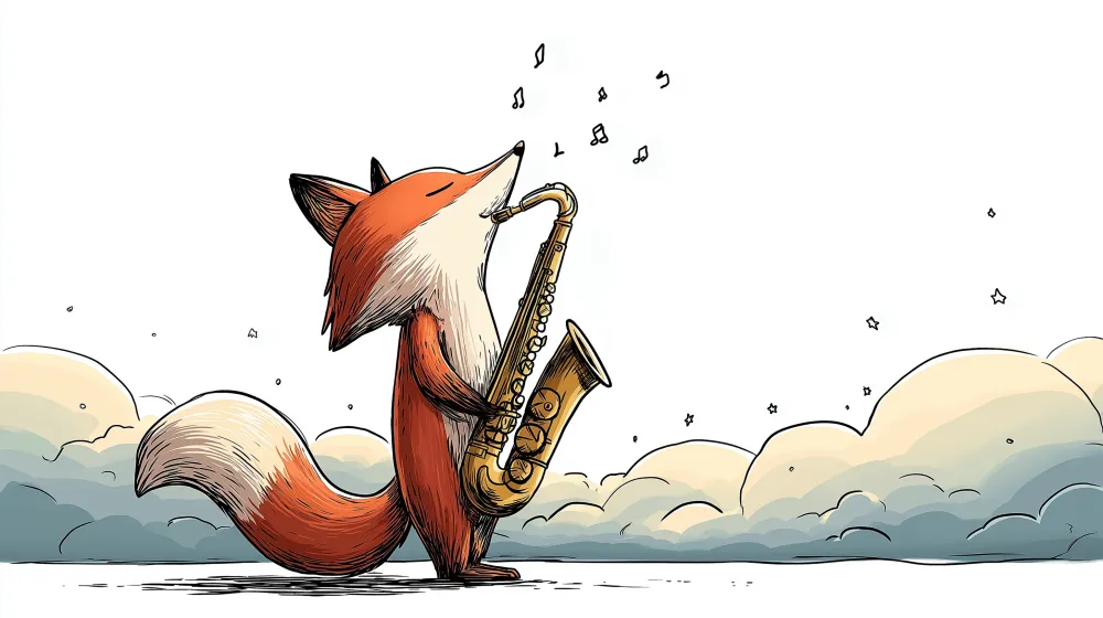 Papel de parede crianç | Músico raposa com saxofone