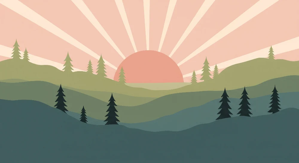 Papel de parede crianç | Nascer do sol sobre colinas verdejantes