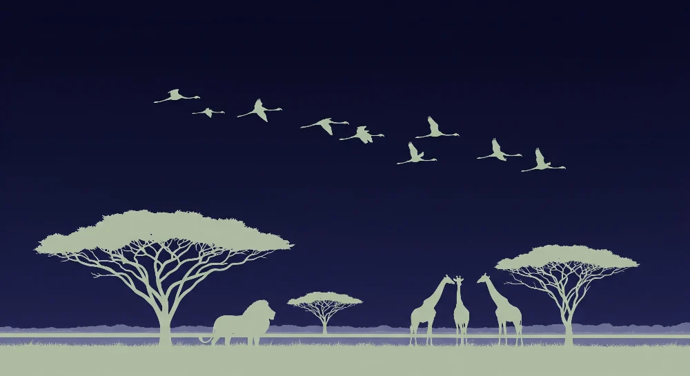 Papel de parede crianç | Nocturnal Safari com belos animais