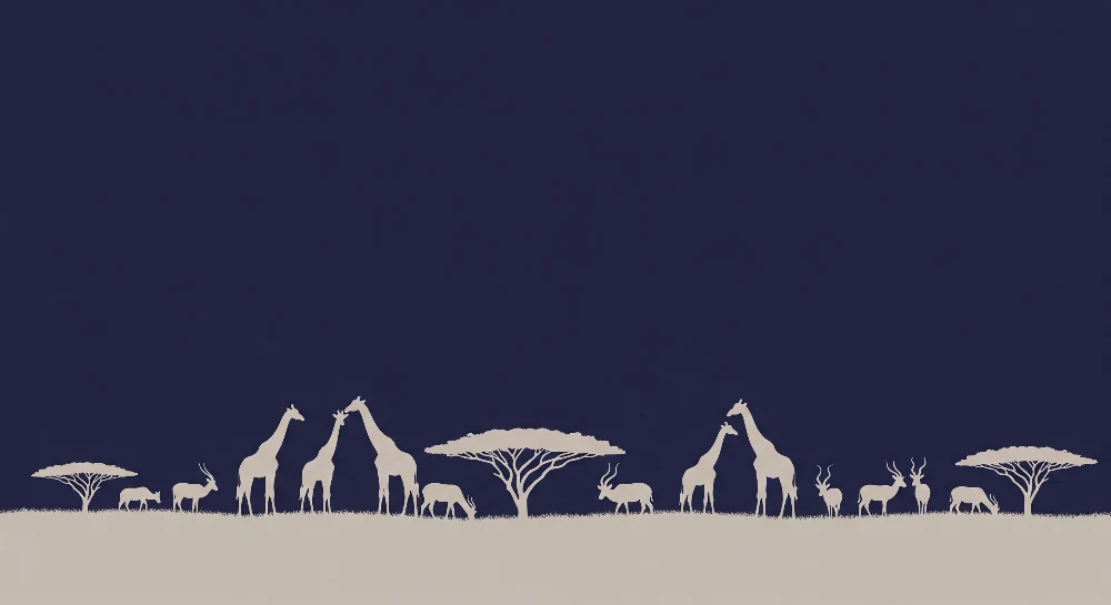 Papel de parede crianç | Nocturnal Safari com animais majestosos