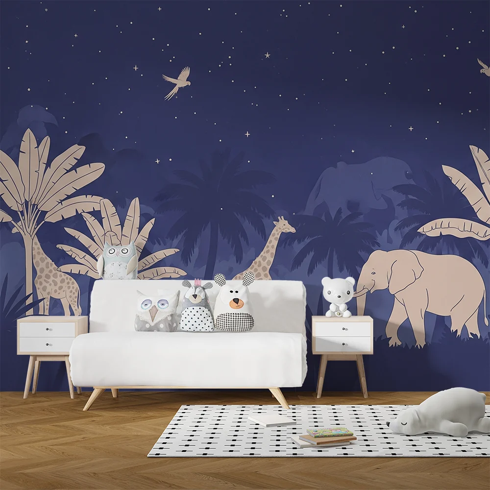 Papel de parede crianç | Nocturnal safari under stars
